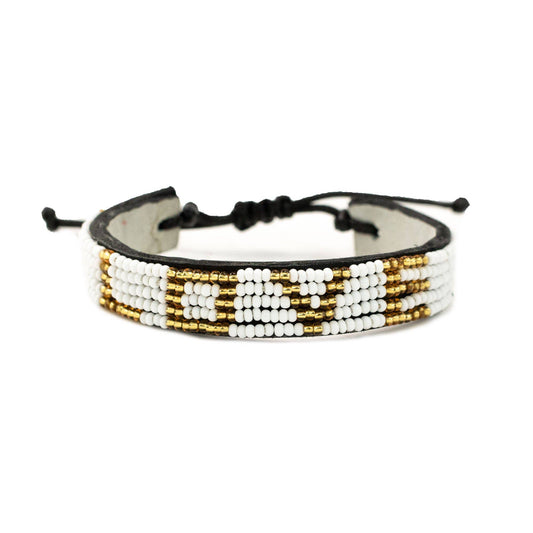 LOVE Beaded Bracelet - White/ Gold