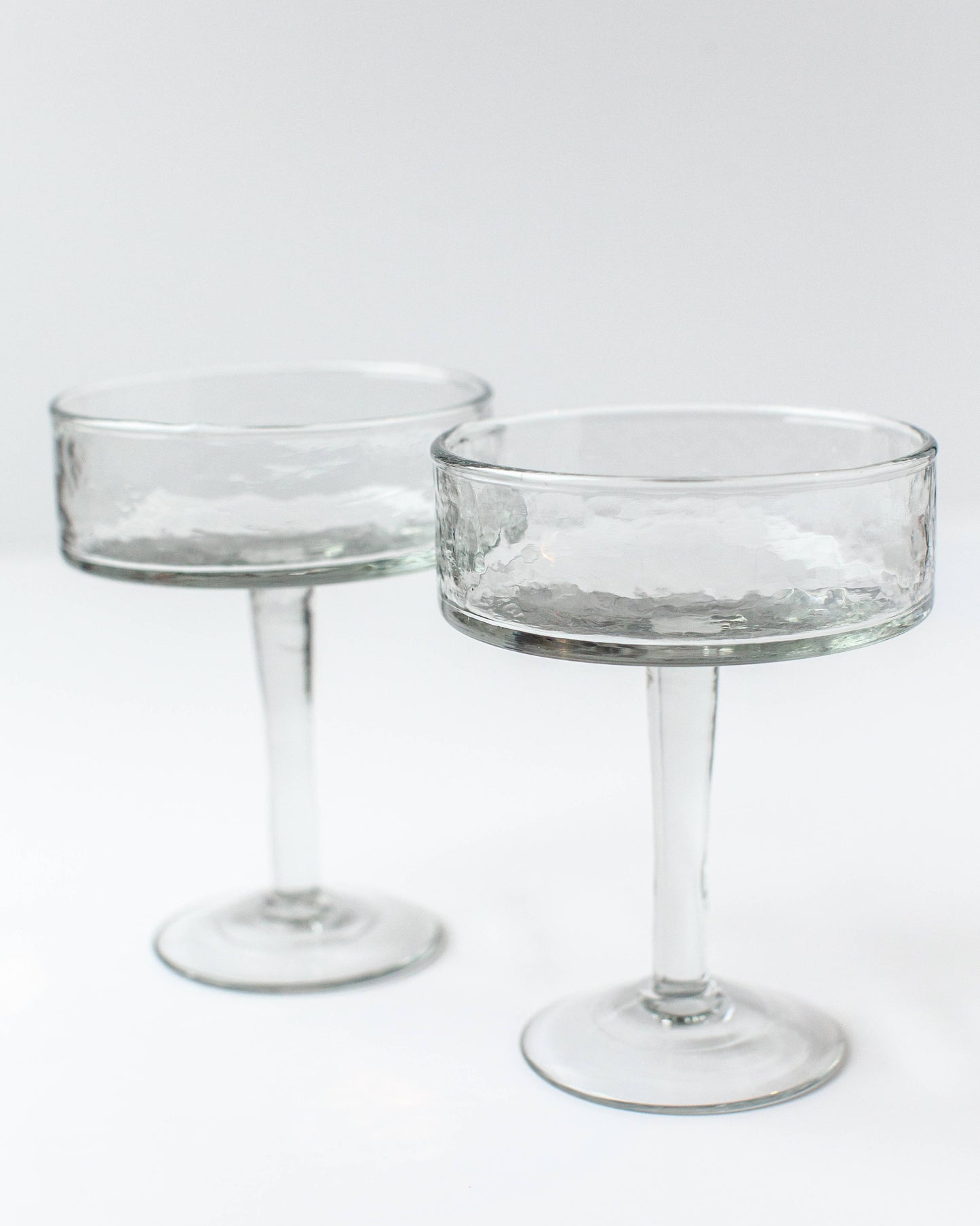 Handblown Hammered Coupe Cocktail Glass Pair: Blush
