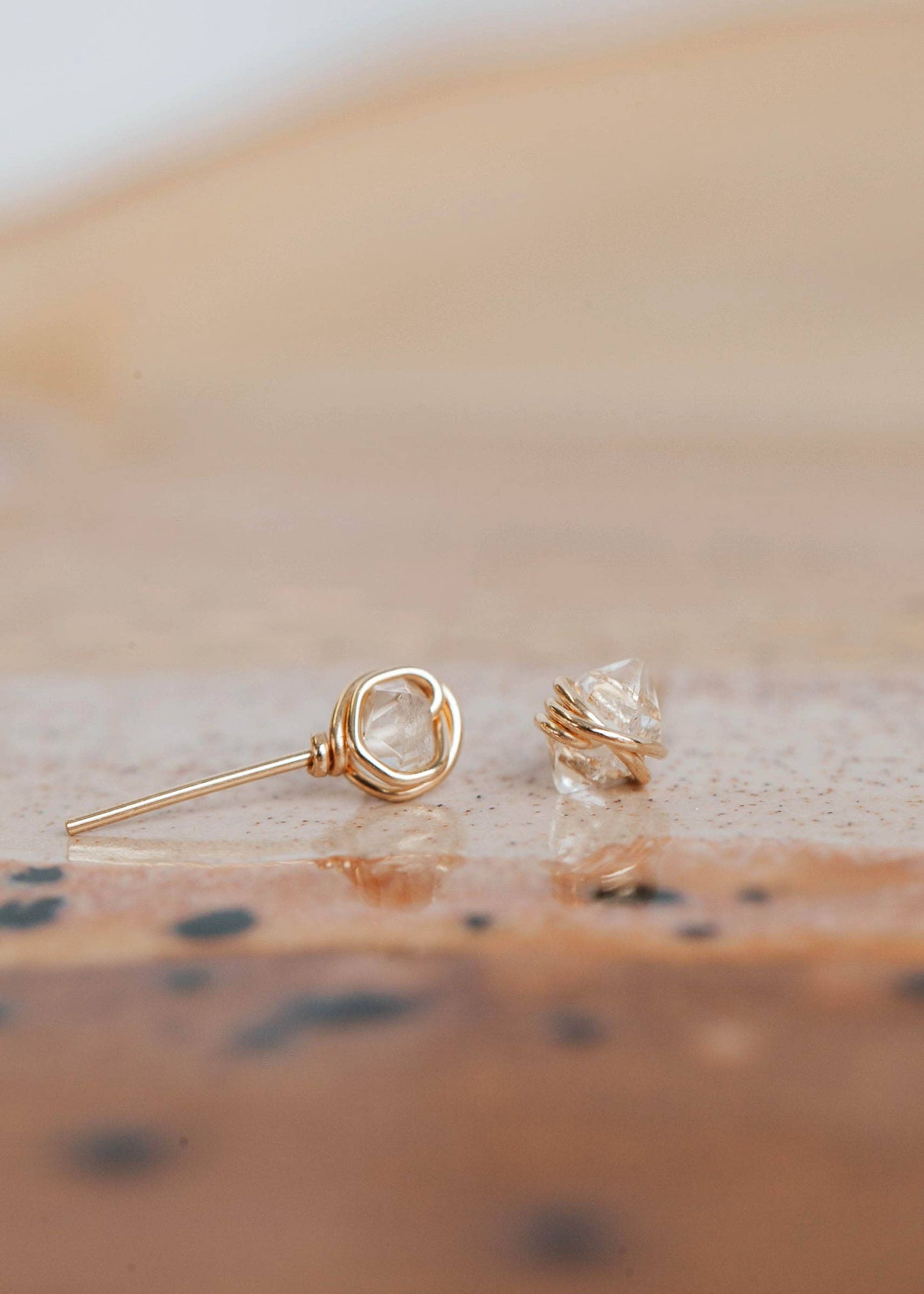Herkimer Diamond Studs | 14kt Gold Fill + Sterling Silver: 14kt Gold Fill