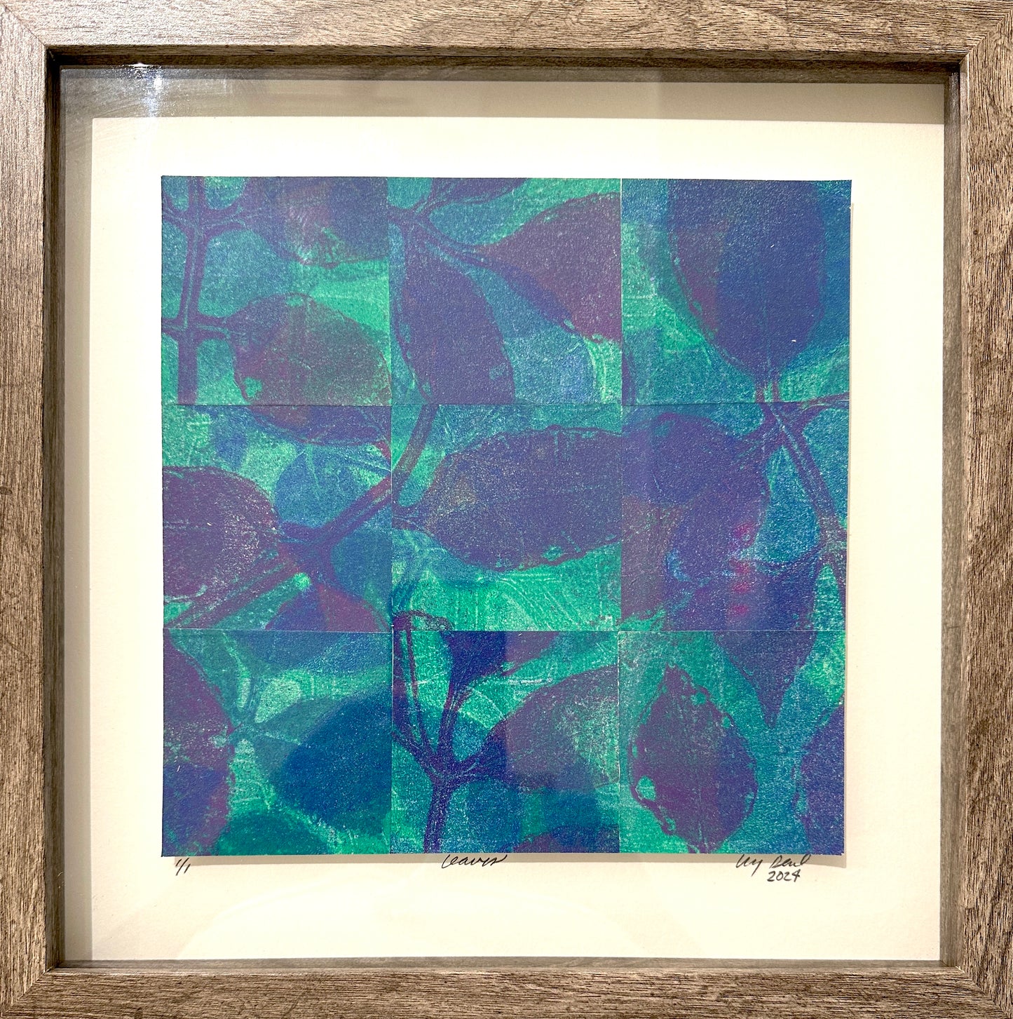 Amy Deal: Leaves Framed Monoprint #2