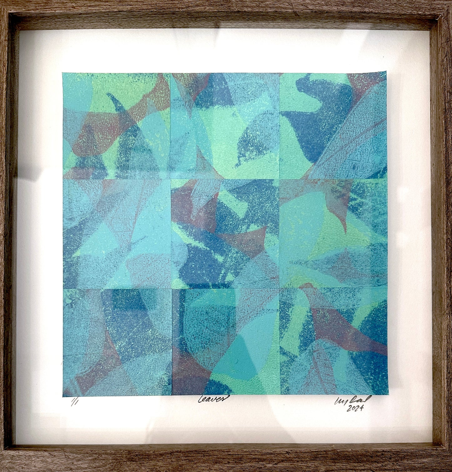 Amy Deal: Leaves Framed Monoprint #3