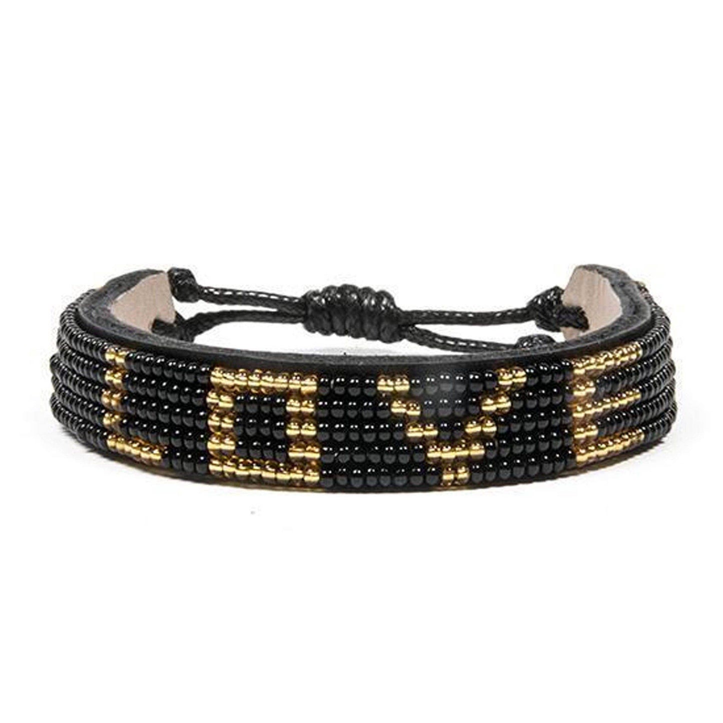 LOVE Beaded Bracelet - Black/Gold