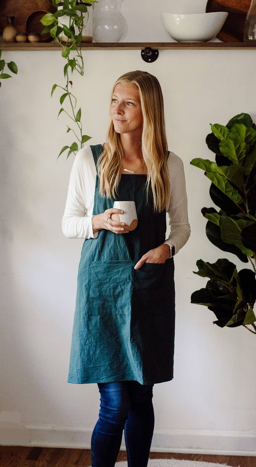 Cross Back Apron: Sky Blue