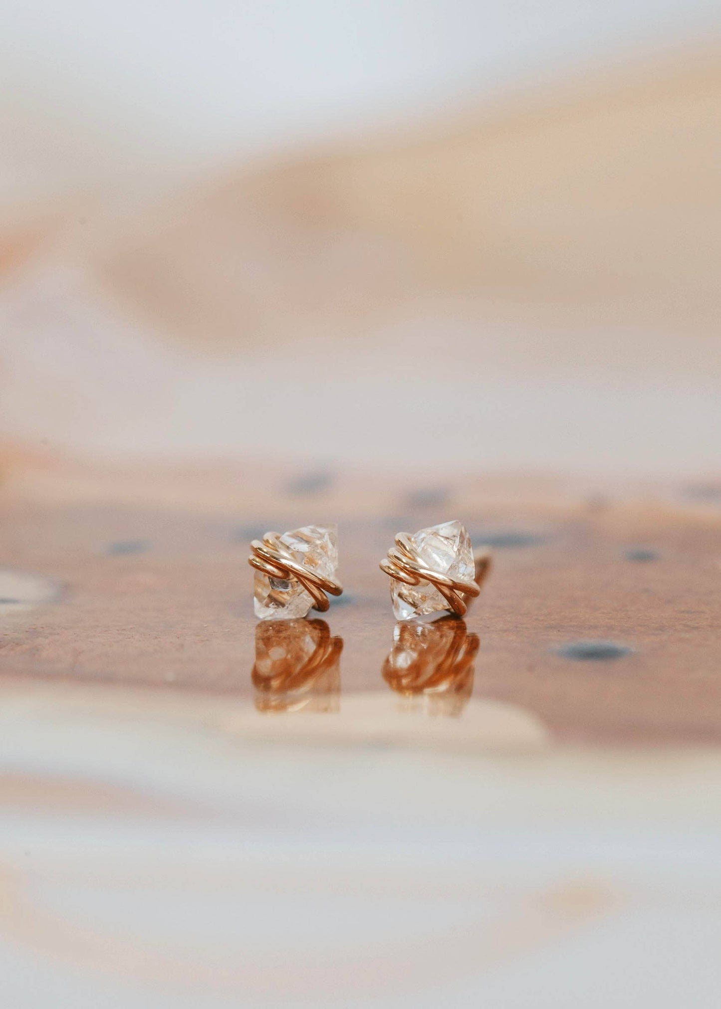 Herkimer Diamond Studs | 14kt Gold Fill + Sterling Silver: 14kt Gold Fill