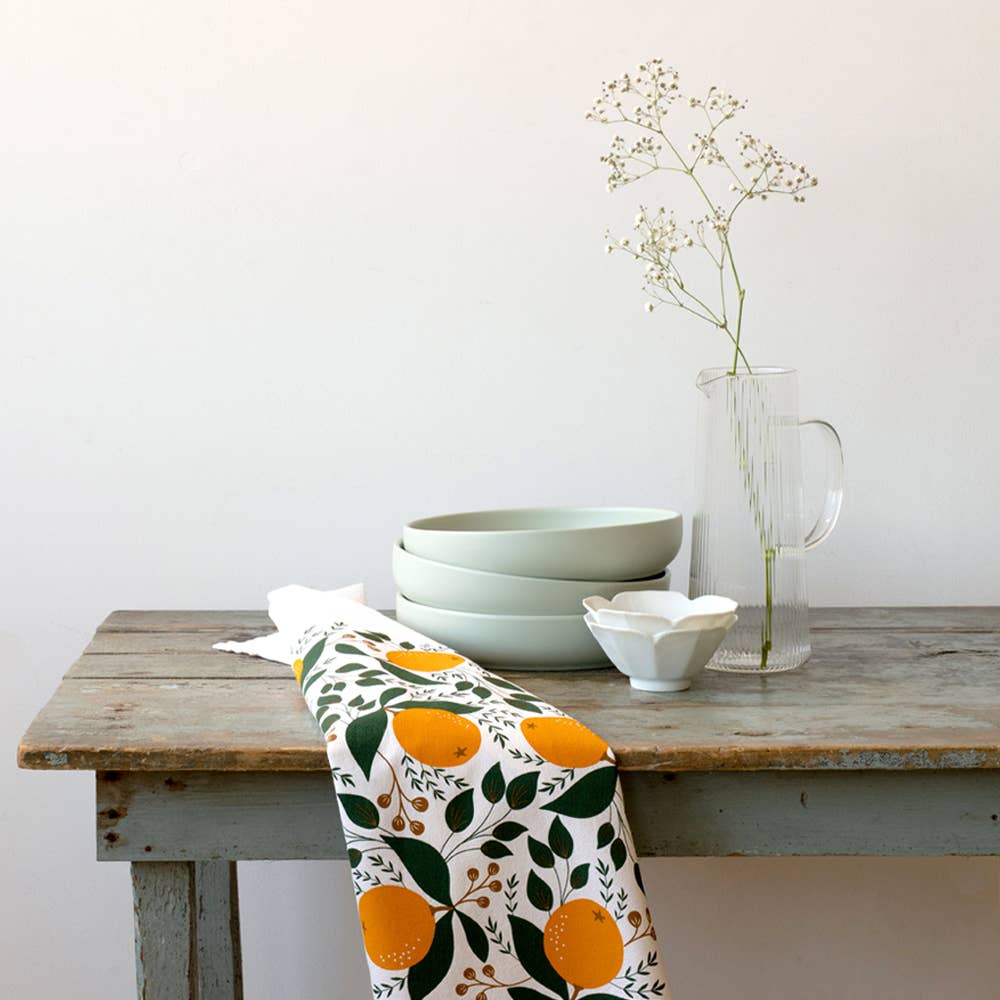 Winter Oranges Tea Towel | Kitchen Decor | Holiday