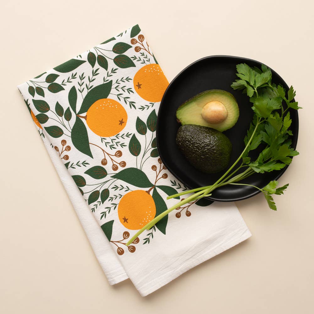 Winter Oranges Tea Towel | Kitchen Decor | Holiday