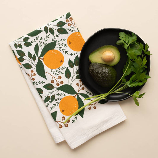 Winter Oranges Tea Towel | Kitchen Decor | Holiday