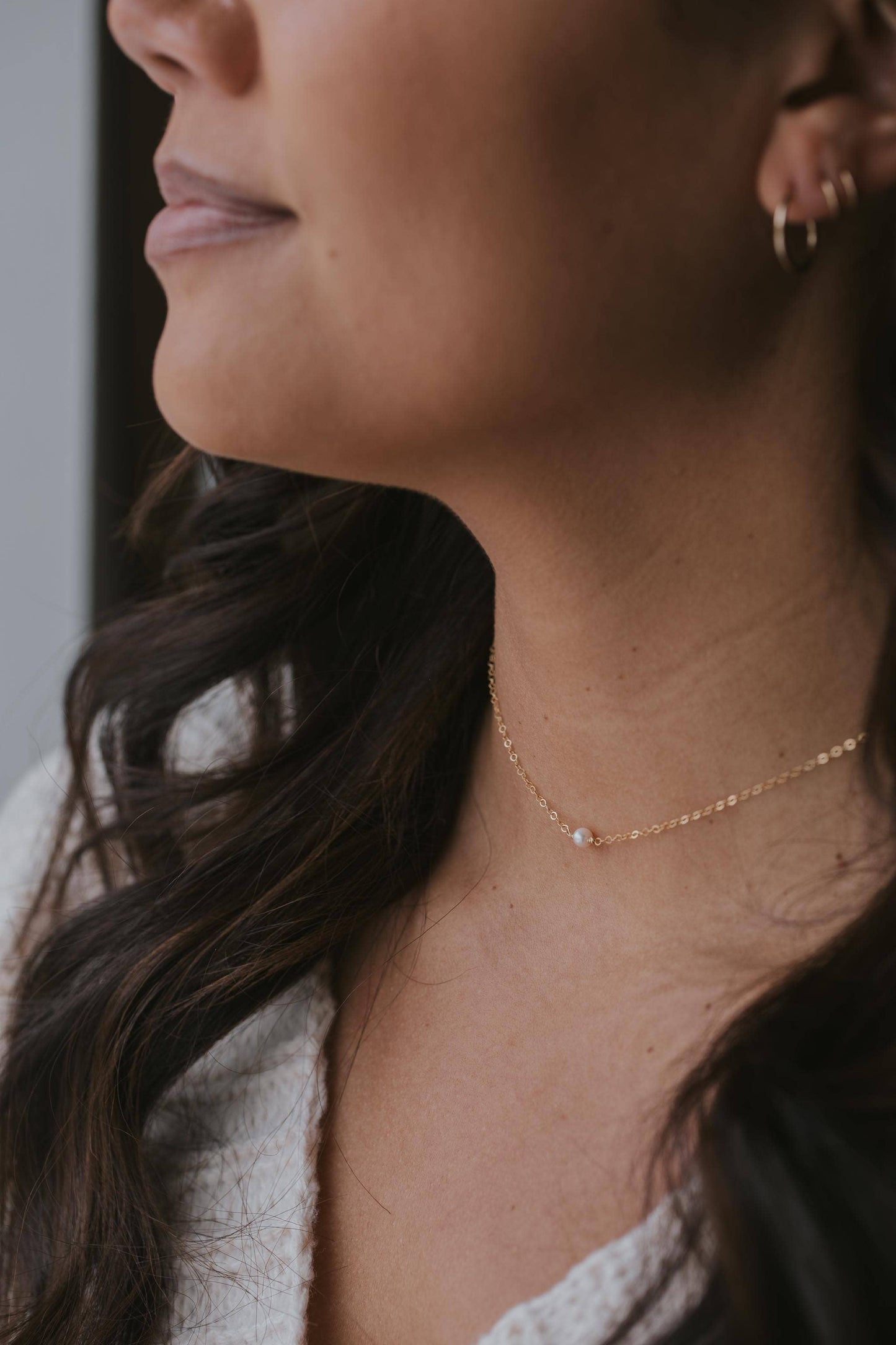Tiny Freshwater Pearl Necklace | 14kt Gold Fill + Silver: 14kt Gold Fill