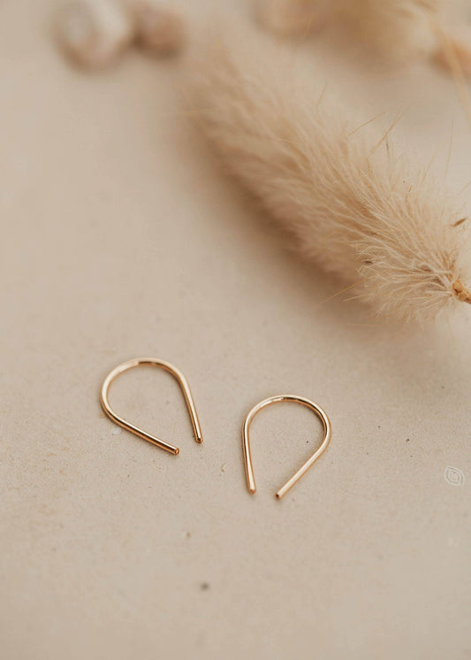 Tiny Horseshoe Earrings | 14kt Gold Fill + Sterling Silver: 14kt Gold Fill