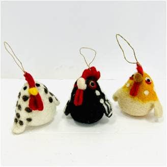 Ornament Felt Chicken, Hen and Rooster