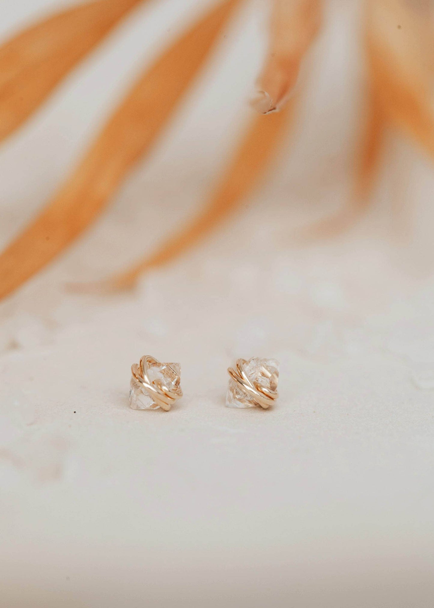 Herkimer Diamond Studs | 14kt Gold Fill + Sterling Silver: 14kt Gold Fill