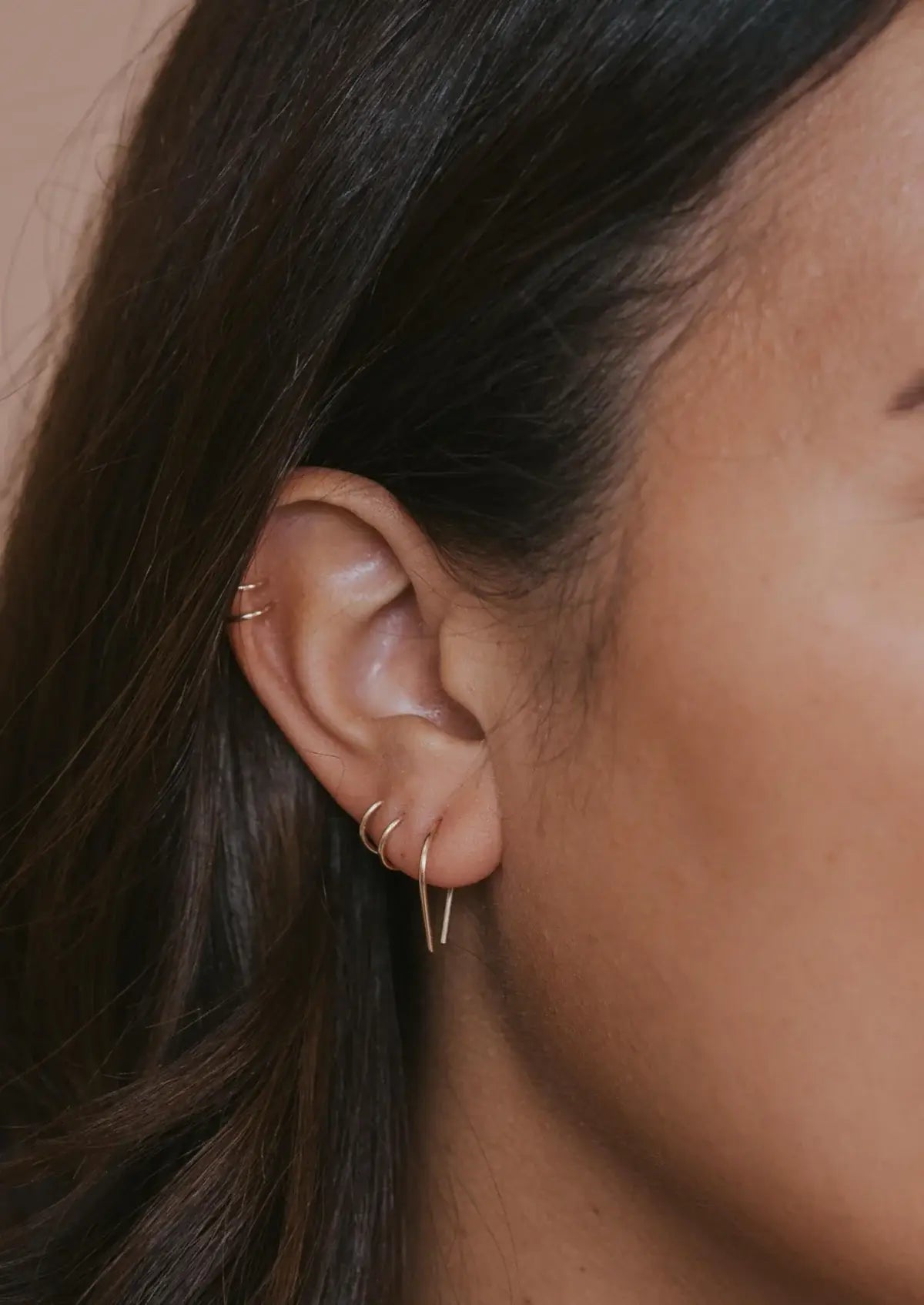 Tiny Horseshoe Earrings | 14kt Gold Fill + Sterling Silver: 14kt Gold Fill