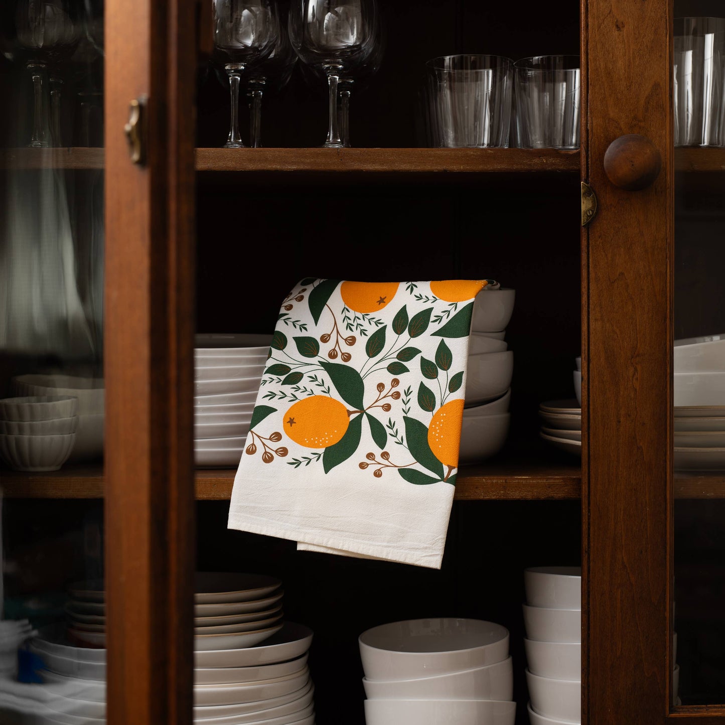 Winter Oranges Tea Towel | Kitchen Decor | Holiday
