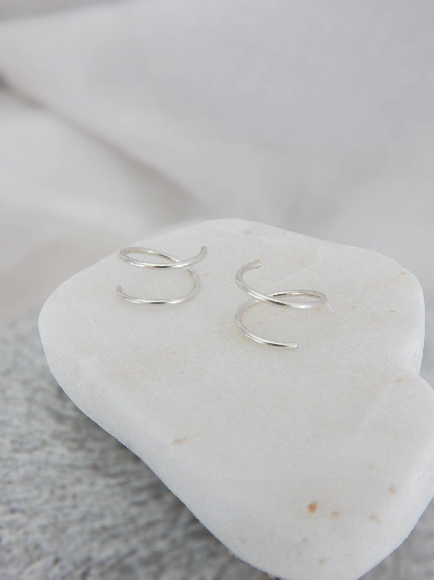 Twist-In Double Huggie Hoop Earrings - Hypoallergenic: Silver