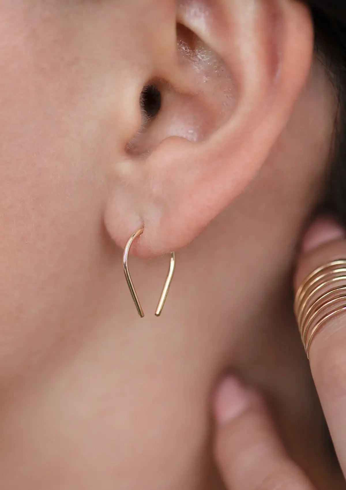 Tiny Horseshoe Earrings | 14kt Gold Fill + Sterling Silver: 14kt Gold Fill