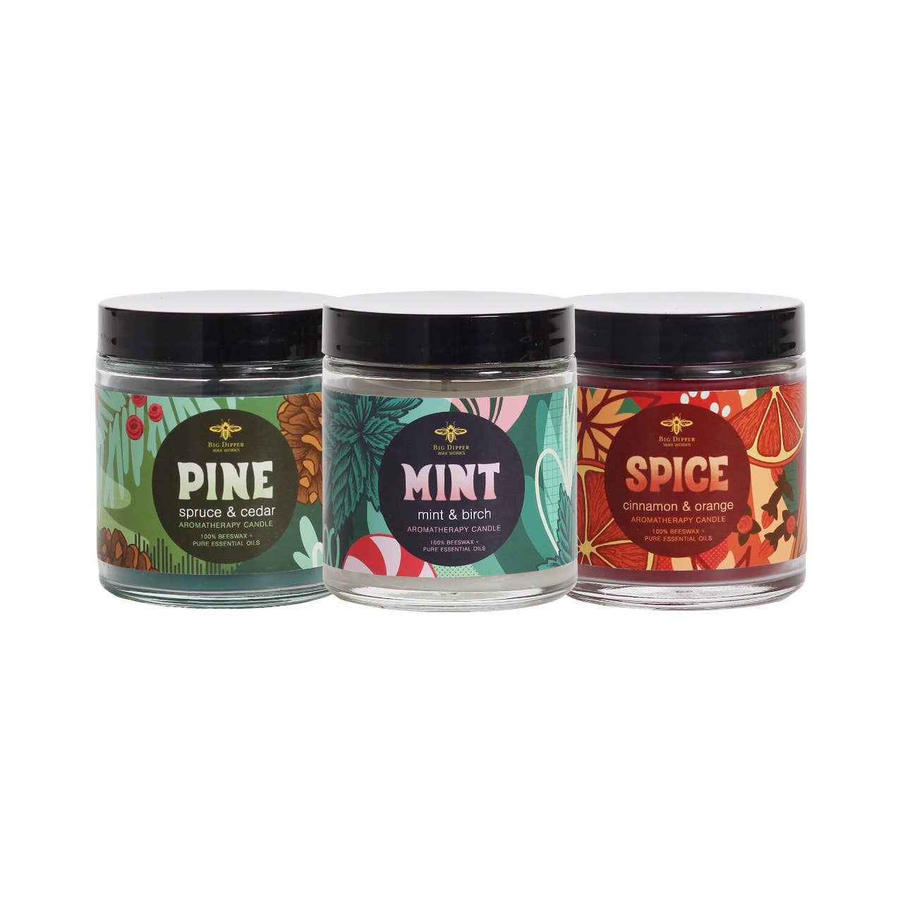 Apothecary Glass Candles – Beeswax Aromatherapy – Holiday: Pine