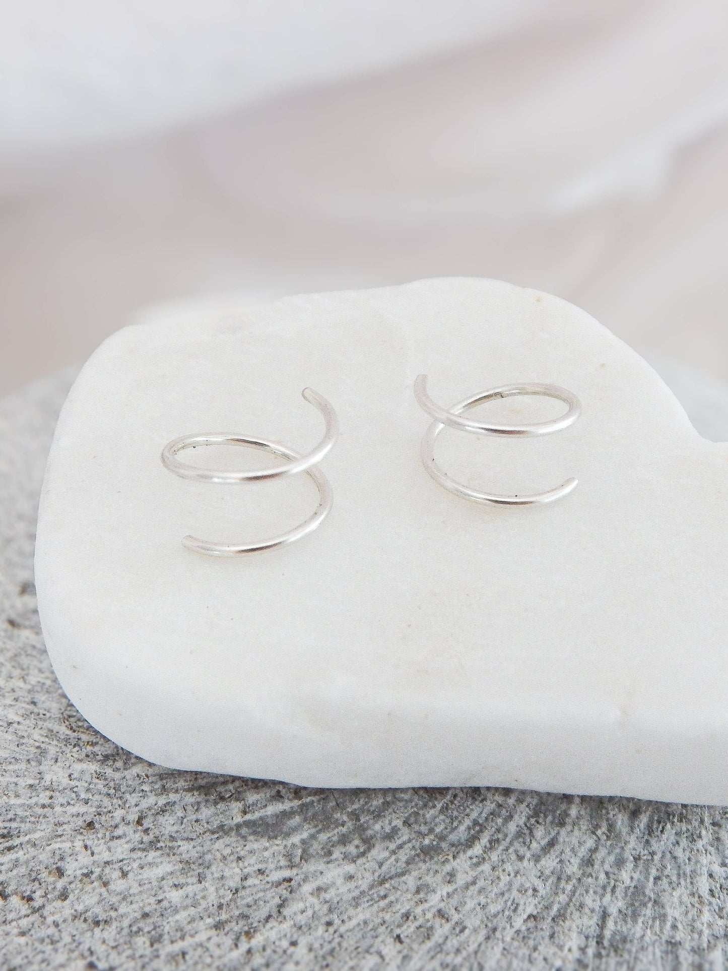 Twist-In Double Huggie Hoop Earrings - Hypoallergenic: Silver