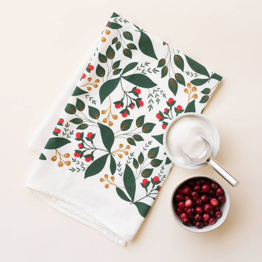Winter Berry Tea Towel | Kitchen Decor | Holiday
