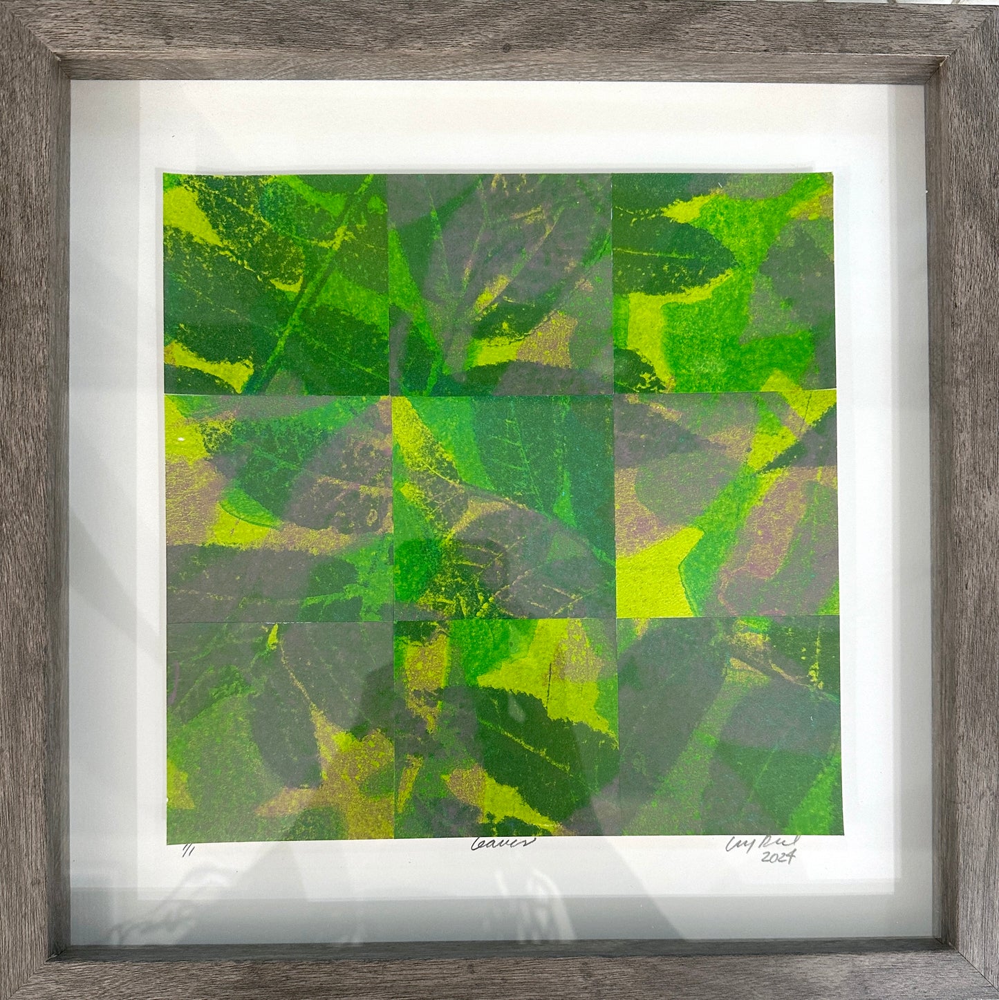 Amy Deal: Leaves Framed Monoprint #1