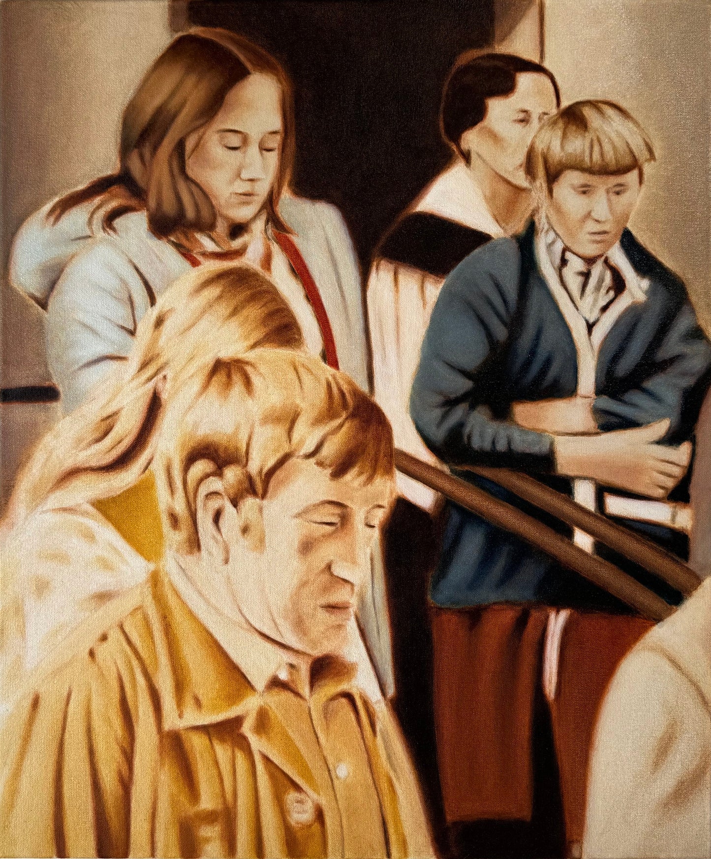 Simon Robins, "Leaving Church" Painting