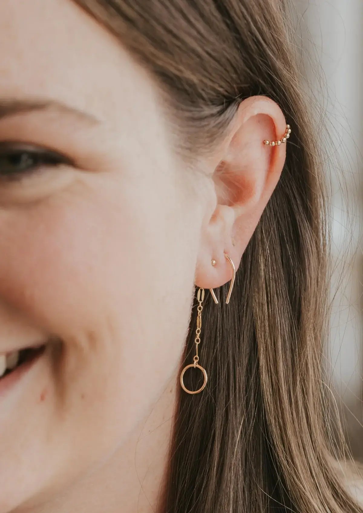 Tiny Horseshoe Earrings | 14kt Gold Fill + Sterling Silver: 14kt Gold Fill