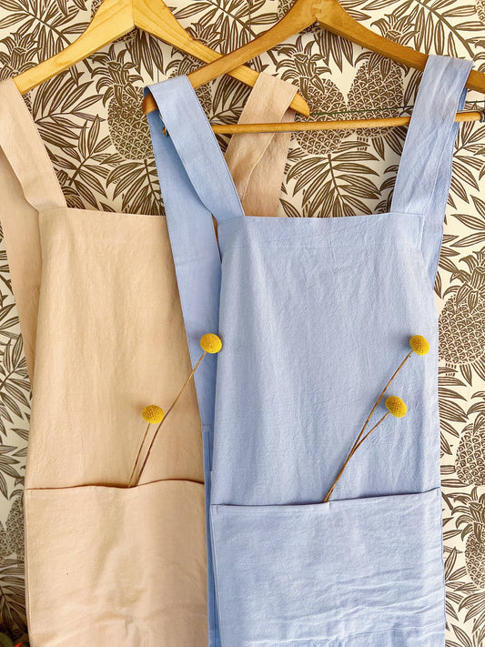 Cross Back Apron: Sky Blue