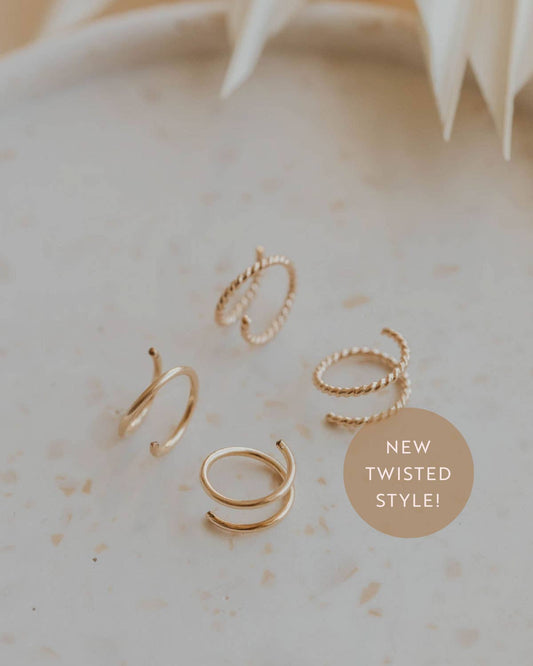 Tiny Twist Earrings | 14kt Gold Fill + Sterling Silver: Larger - 8MM / Twisted / 14kt Gold Fill