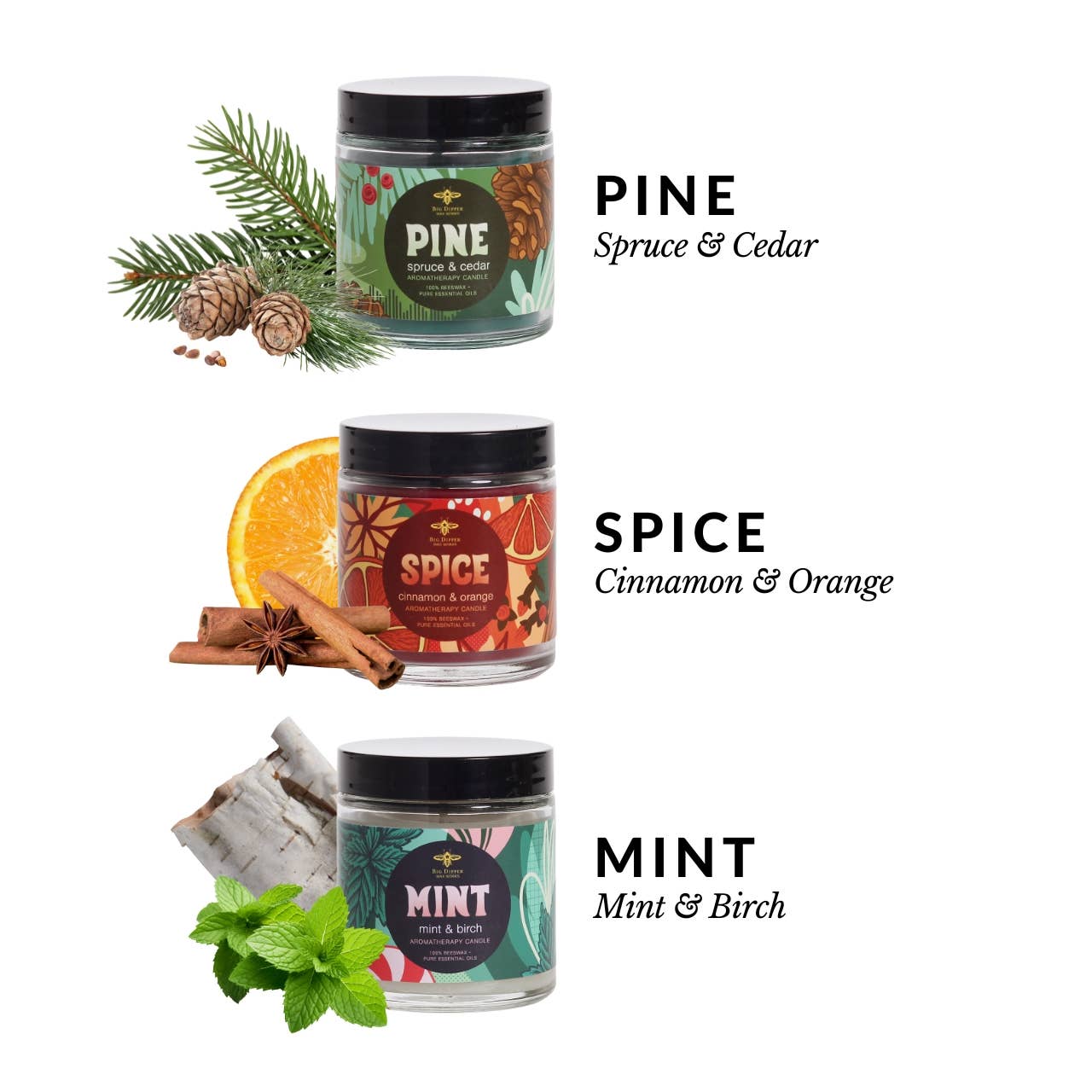 Apothecary Glass Candles – Beeswax Aromatherapy – Holiday: Spice