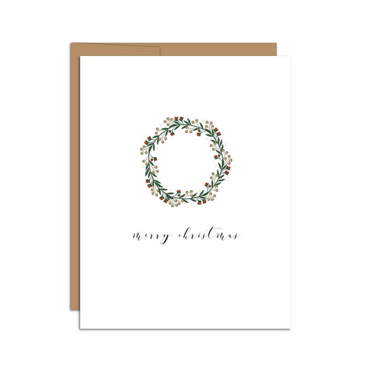 Merry Christmas Wreath Holiday Card | Christmas Card