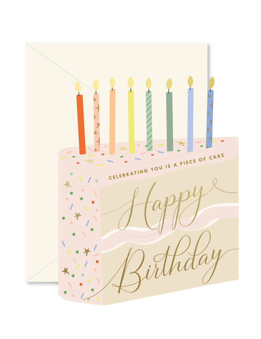 Piece of Birthday Cake die-cut folded Greeting Card