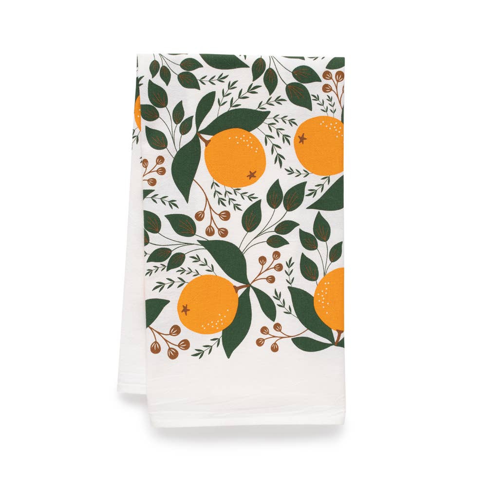 Winter Oranges Tea Towel | Kitchen Decor | Holiday