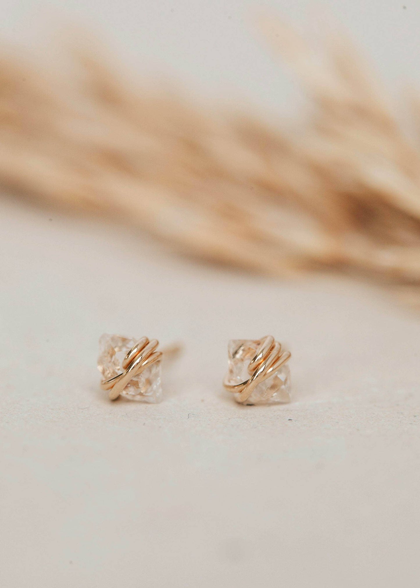 Herkimer Diamond Studs | 14kt Gold Fill + Sterling Silver: 14kt Gold Fill