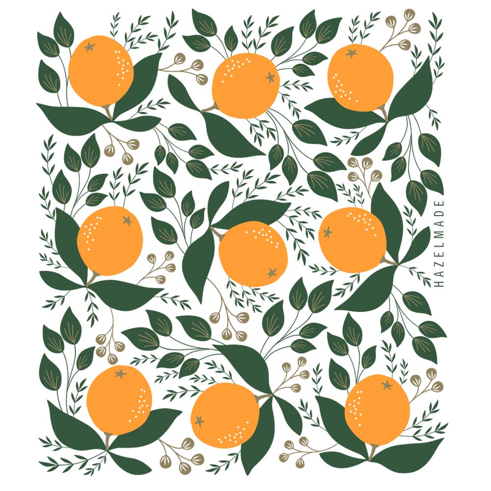 Winter Oranges Tea Towel | Kitchen Decor | Holiday