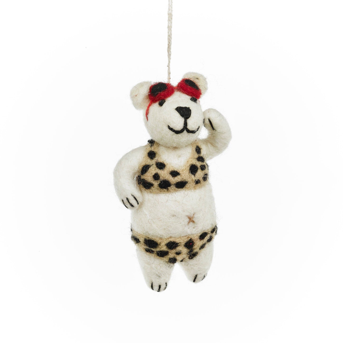Handmade Felt Diva Polar Bear Hanging Christmas Dec