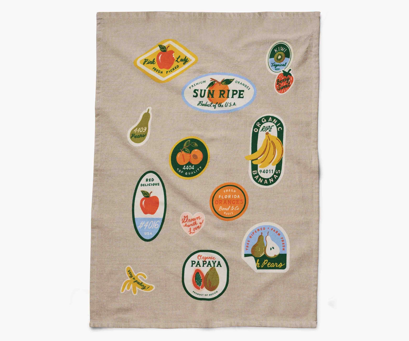 Fruit Sticker Tea Towel