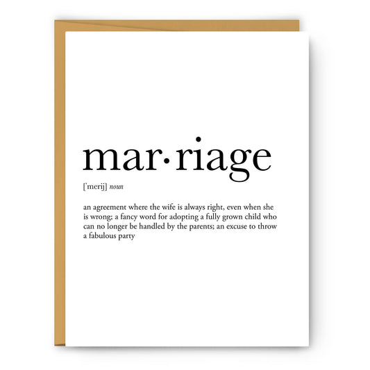 Marriage Definition - Wedding & Anniversary Card