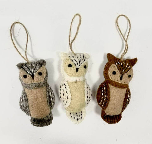 Holiday Ornament Owl Natural