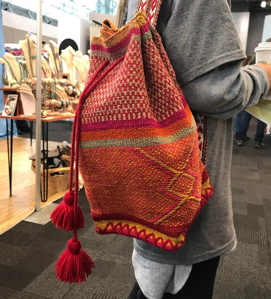 Handwoven Sling Back Pack with Drawstring Top from Peru