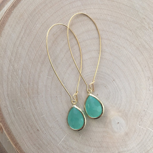 Earrings - Gold Turquoise Drop