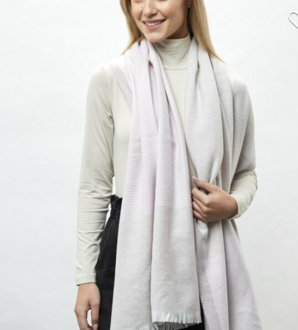 White, Mink and Pink Merino Stole