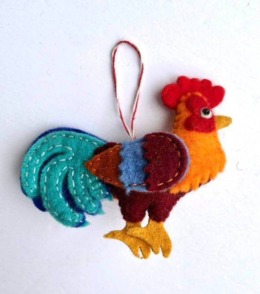 The Winding Road - Holiday Ornament Felt Rooster
