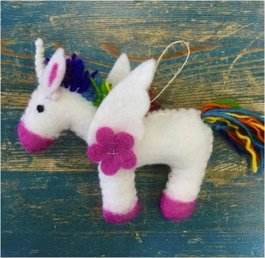 The Winding Road - Holiday Ornament Rainbow Unicorn